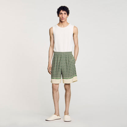 Sandro Patterned Flowy Bermuda shorts Super Green