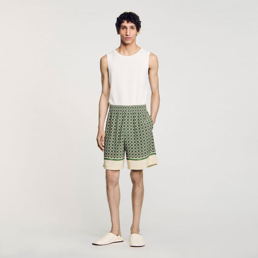 Sandro Patterned Flowy Bermuda shorts Super Green