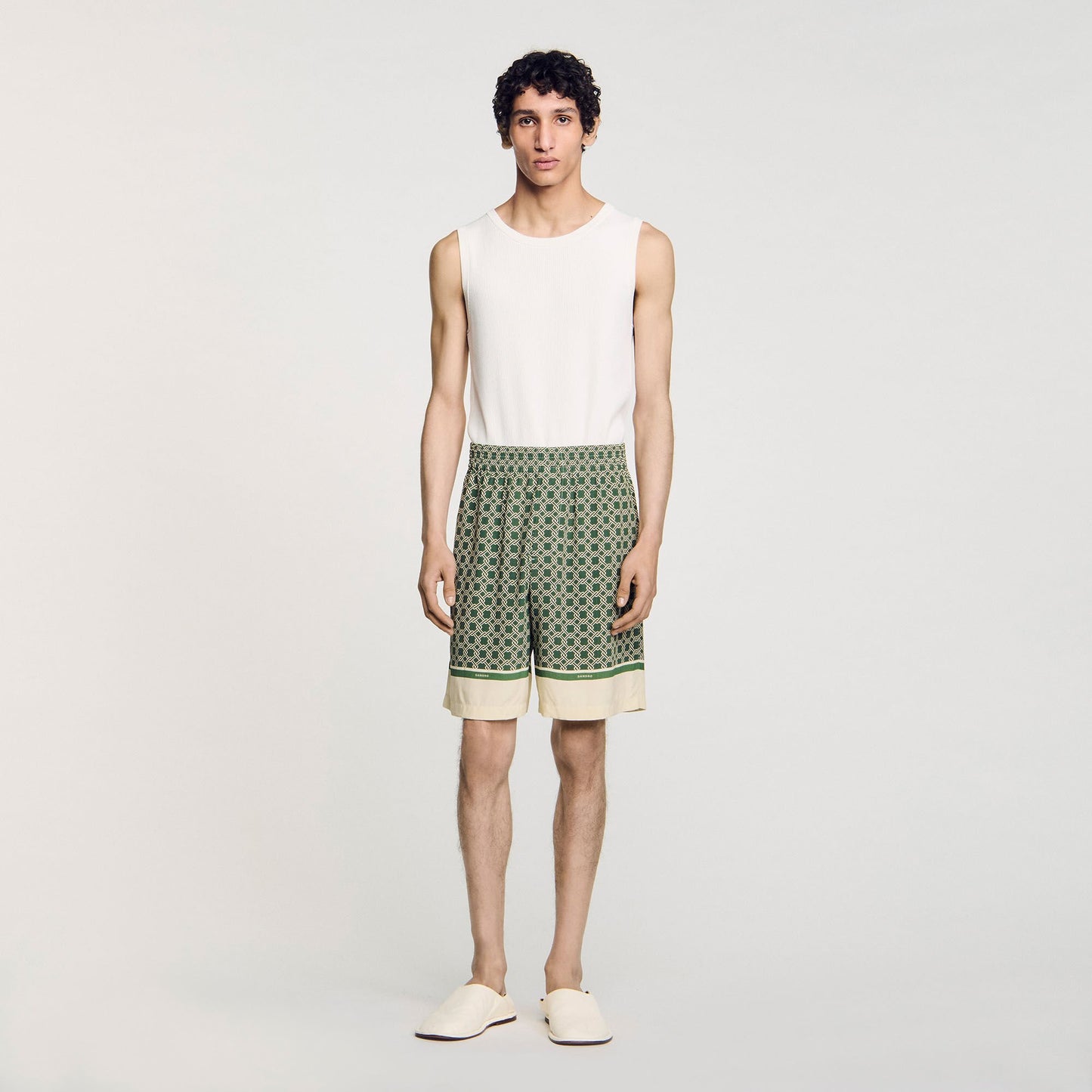Sandro Patterned Flowy Bermuda shorts Super Green