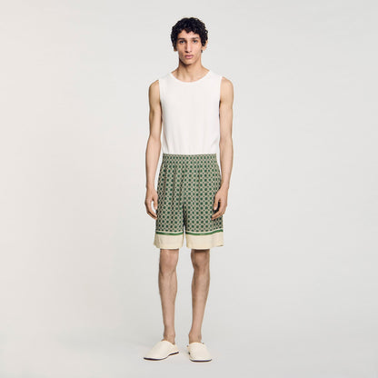 Sandro Patterned Flowy Bermuda shorts Super Green
