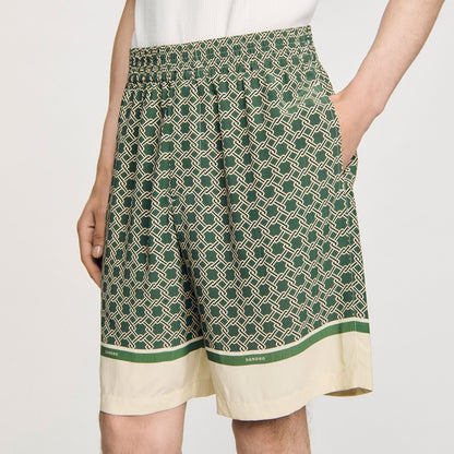 Sandro Patterned Flowy Bermuda shorts Super Green
