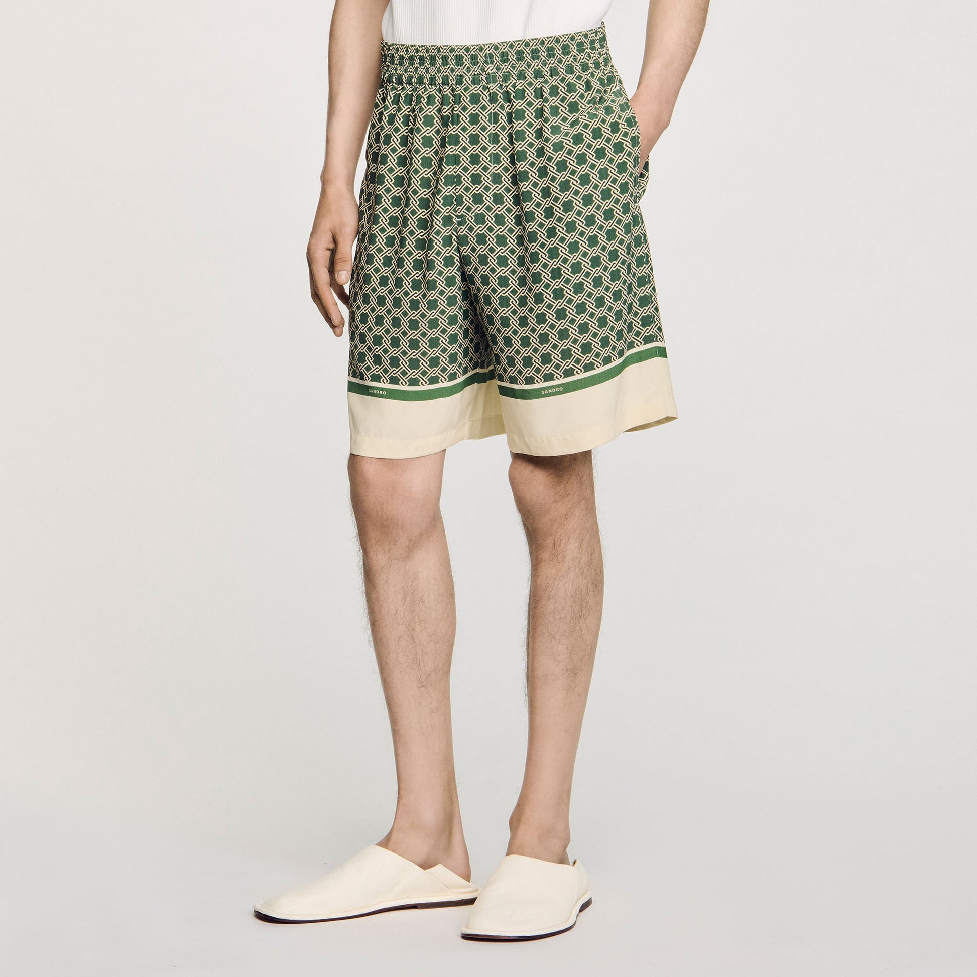 Sandro Patterned Flowy Bermuda shorts Super Green