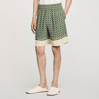 Sandro Patterned Flowy Bermuda shorts Super Green