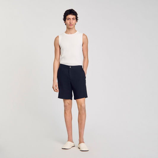 Sandro Linen shorts Navy Blue