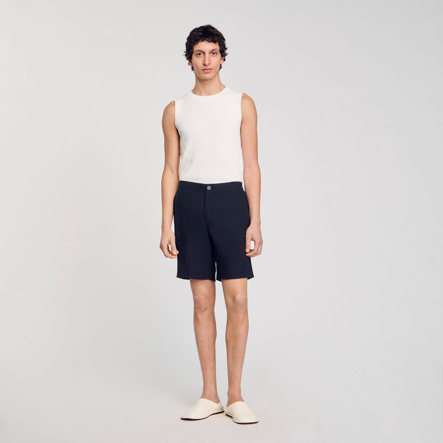 Sandro Linen shorts Navy Blue