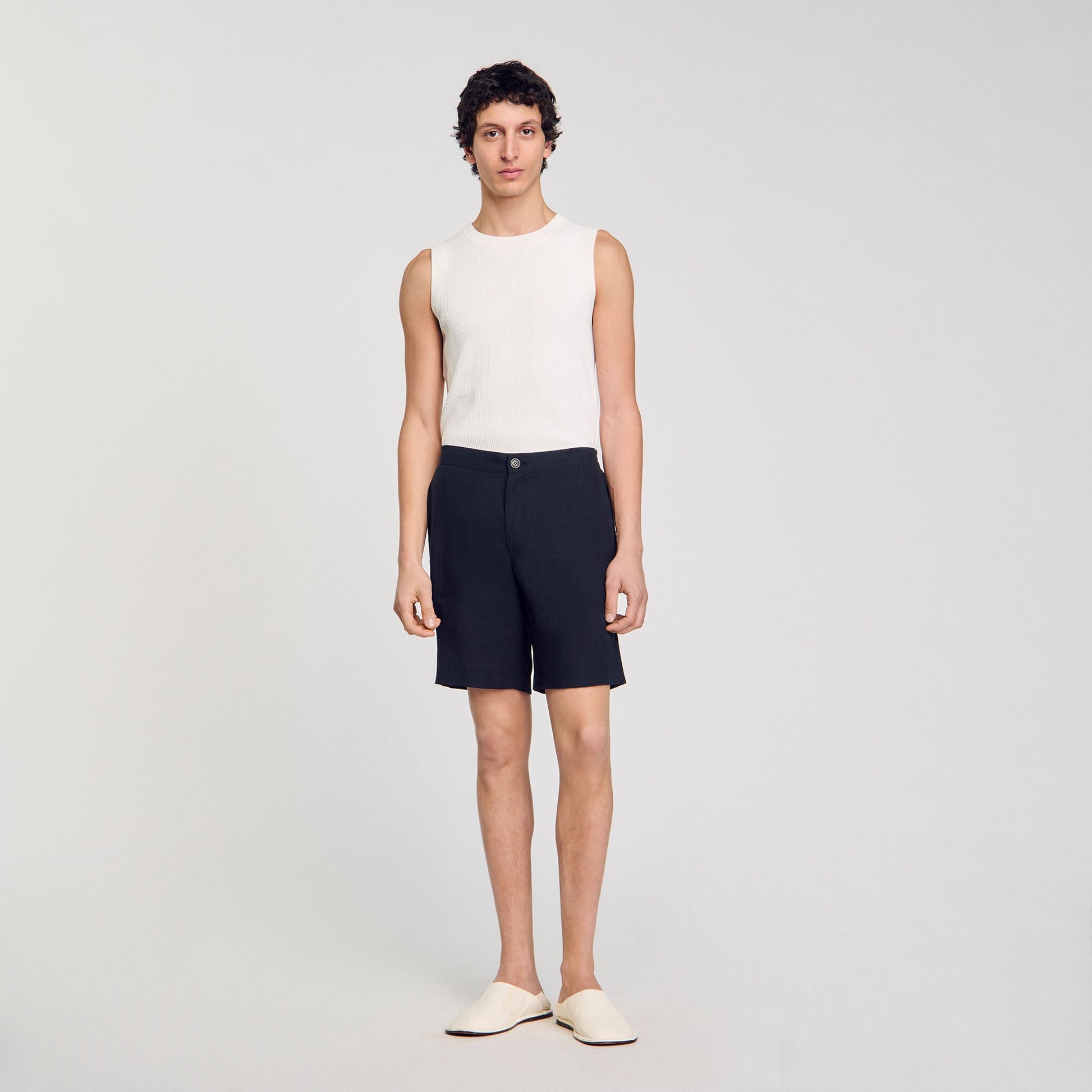 Sandro Linen shorts Navy Blue