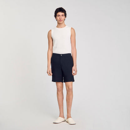 Sandro Linen shorts Navy Blue
