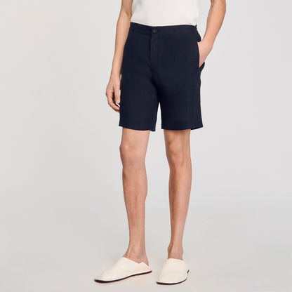 Sandro Linen shorts Navy Blue