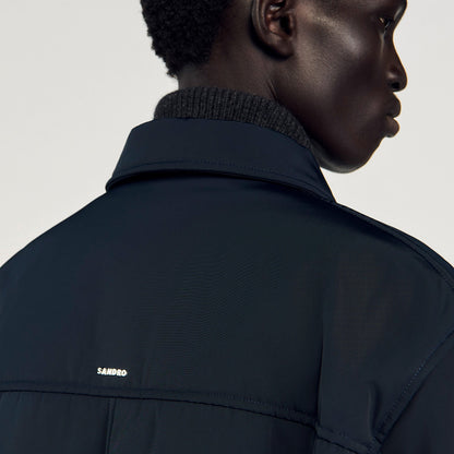 Sandro Quilted zip-up jacket Navy Blue