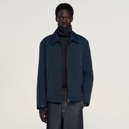 Sandro Quilted zip-up jacket Navy Blue