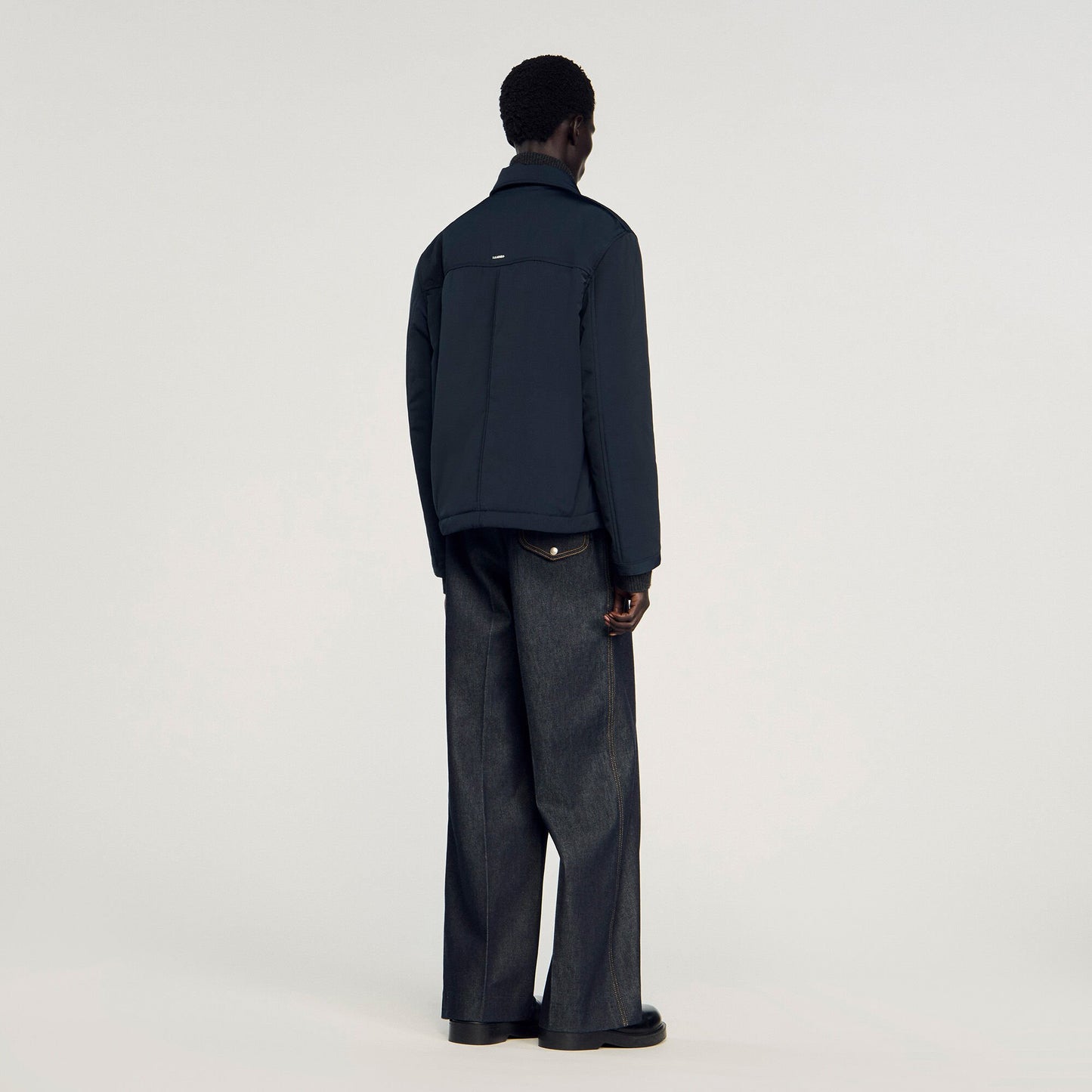 Sandro Quilted zip-up jacket Navy Blue