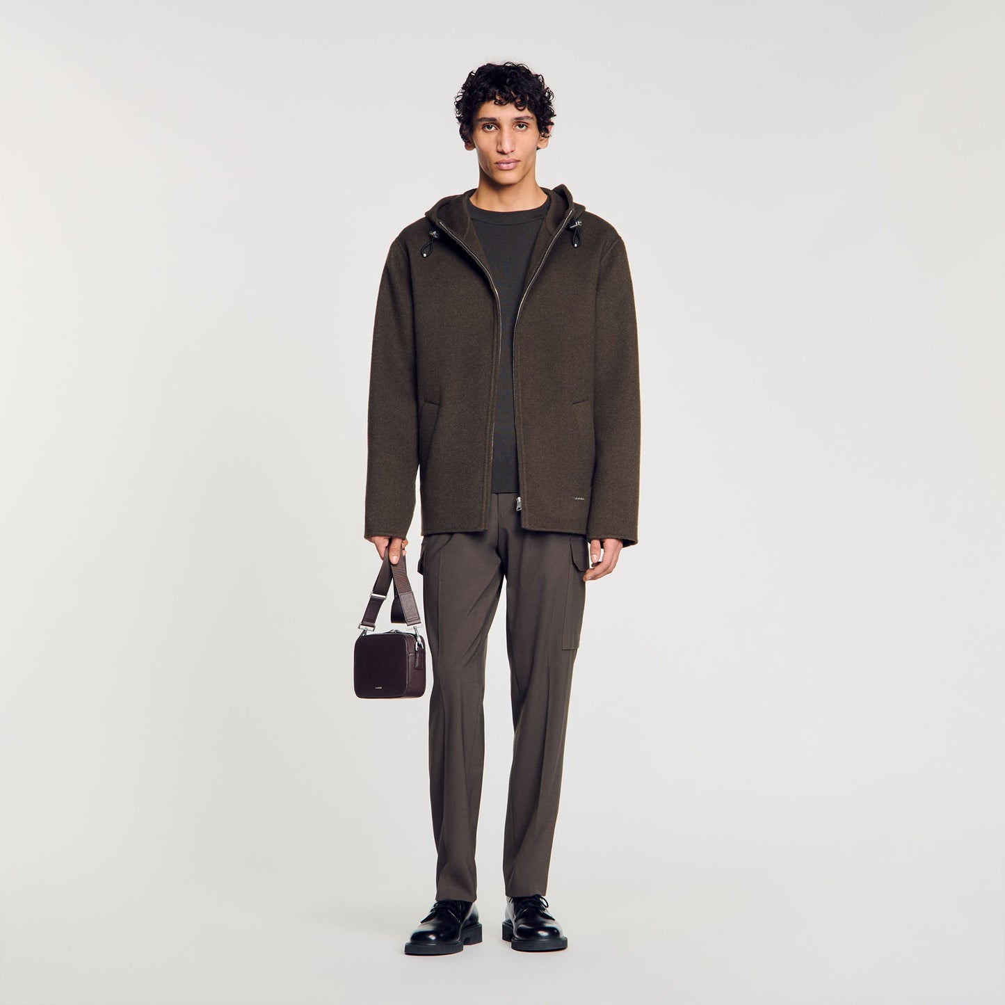 Sandro Hooded windbreaker Dark Kaki.