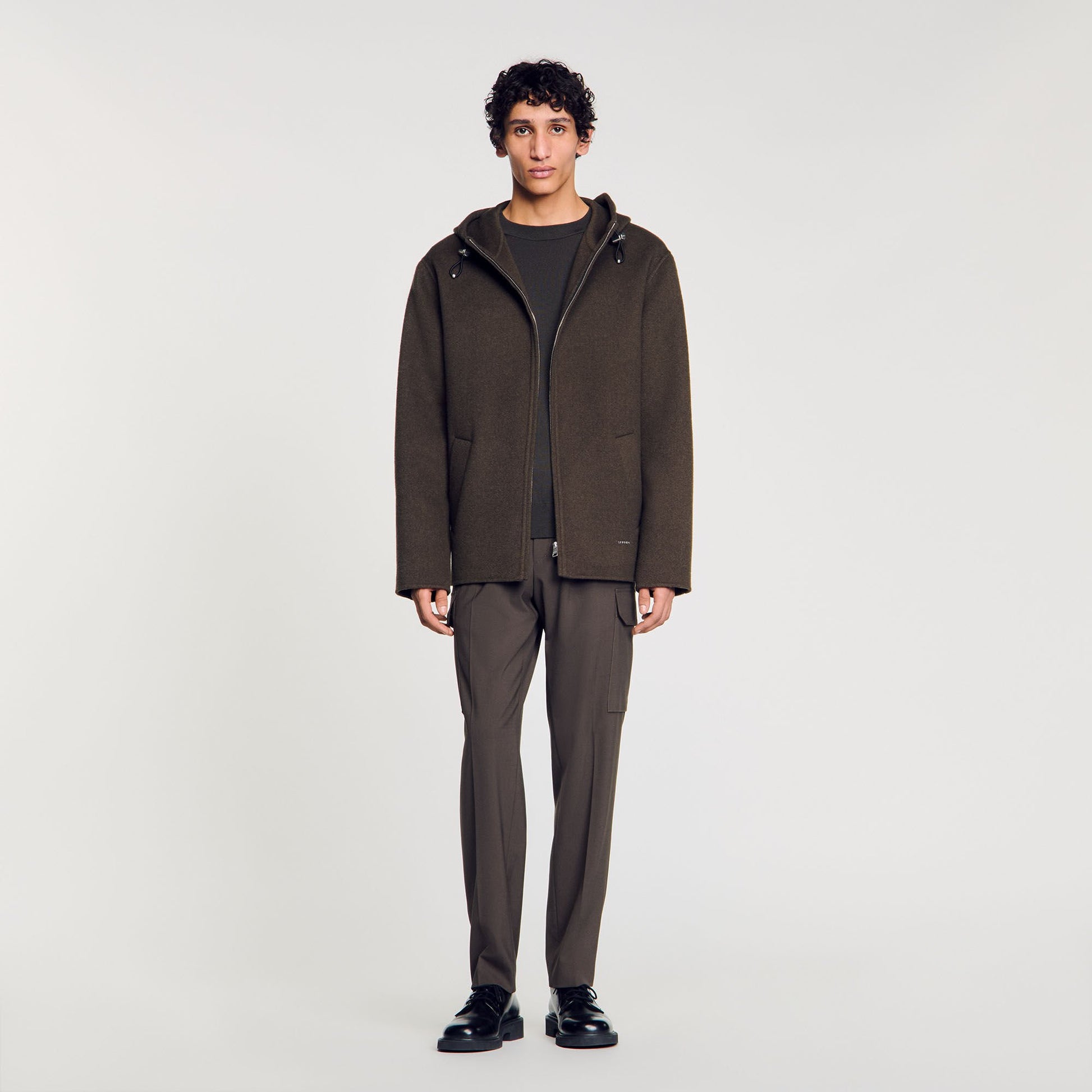 Sandro Hooded windbreaker Dark Kaki.