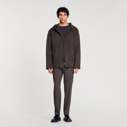 Sandro Hooded windbreaker Dark Kaki.