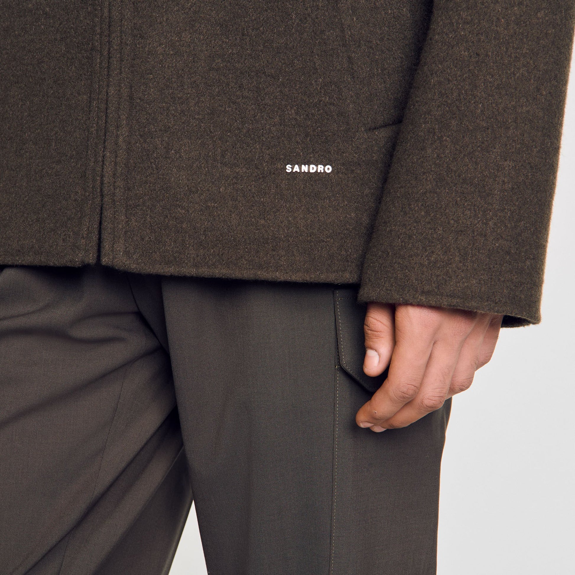 Sandro Hooded windbreaker Dark Kaki.