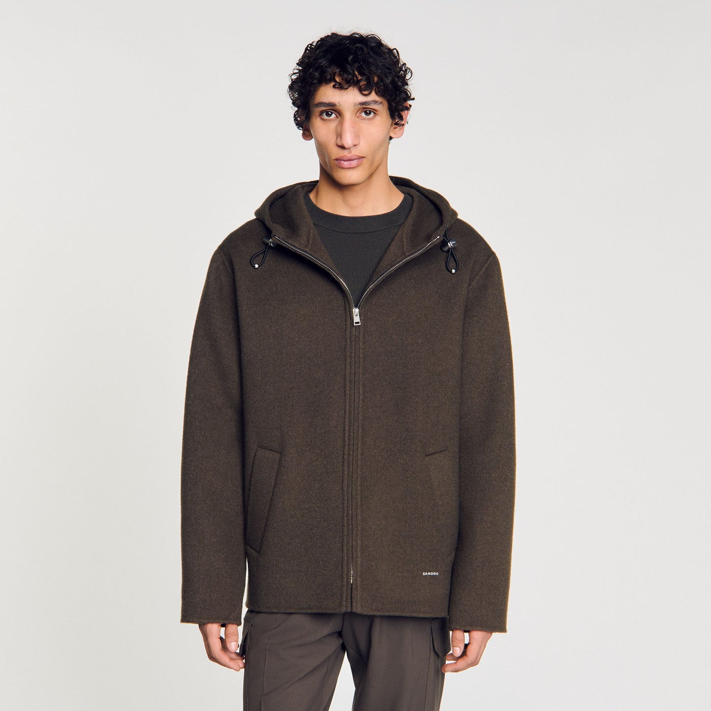Sandro Hooded windbreaker Dark Kaki.