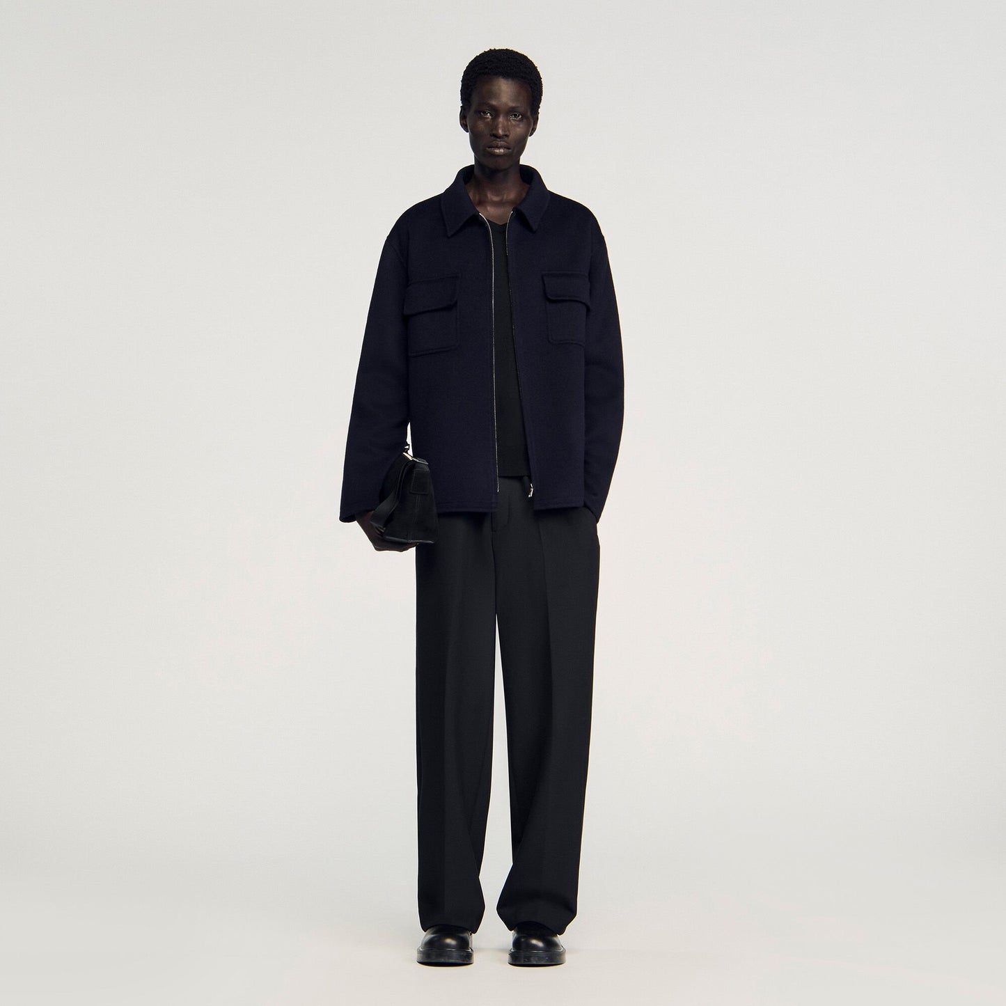 Sandro Zipped overshirt Navy Blue