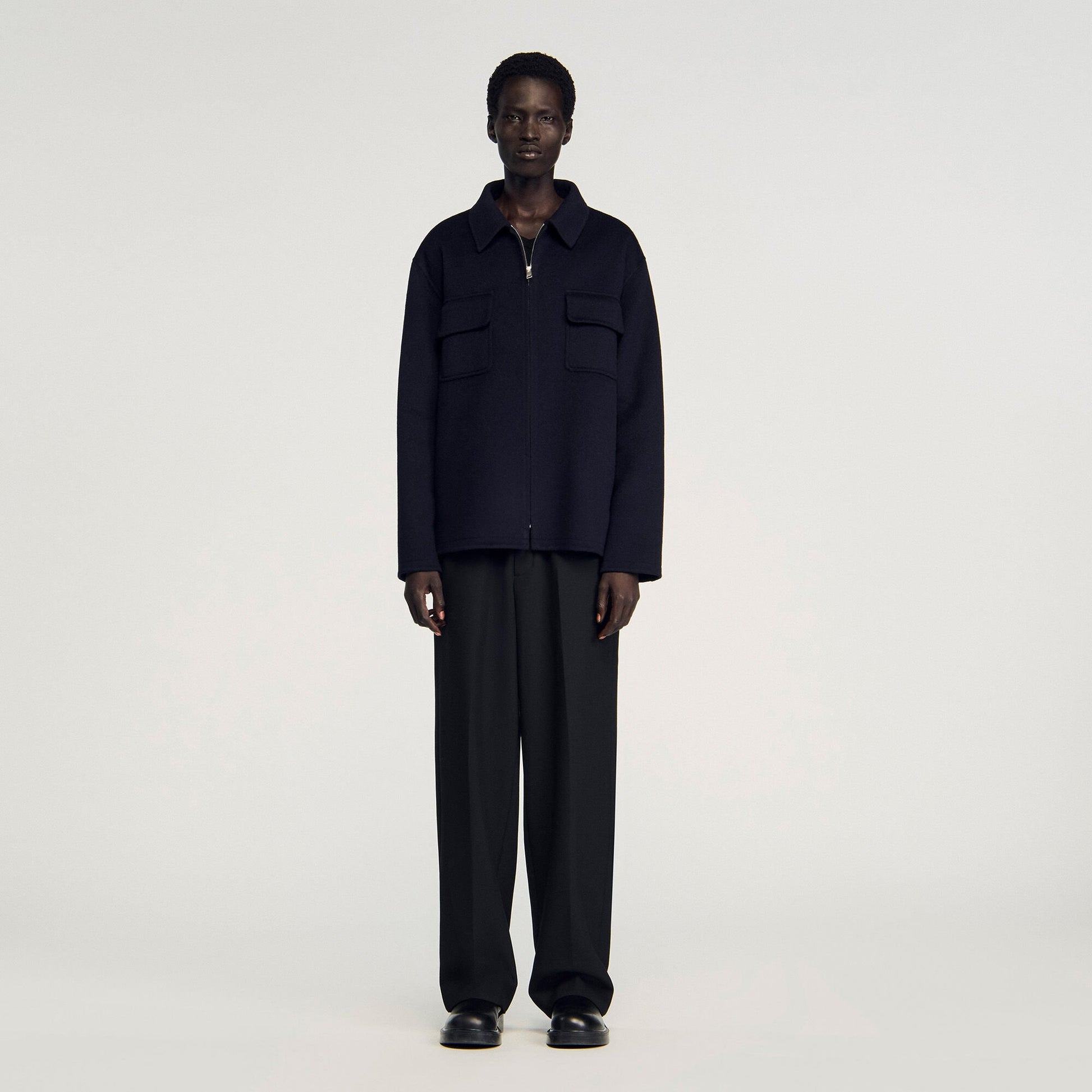 Sandro Zipped overshirt Navy Blue