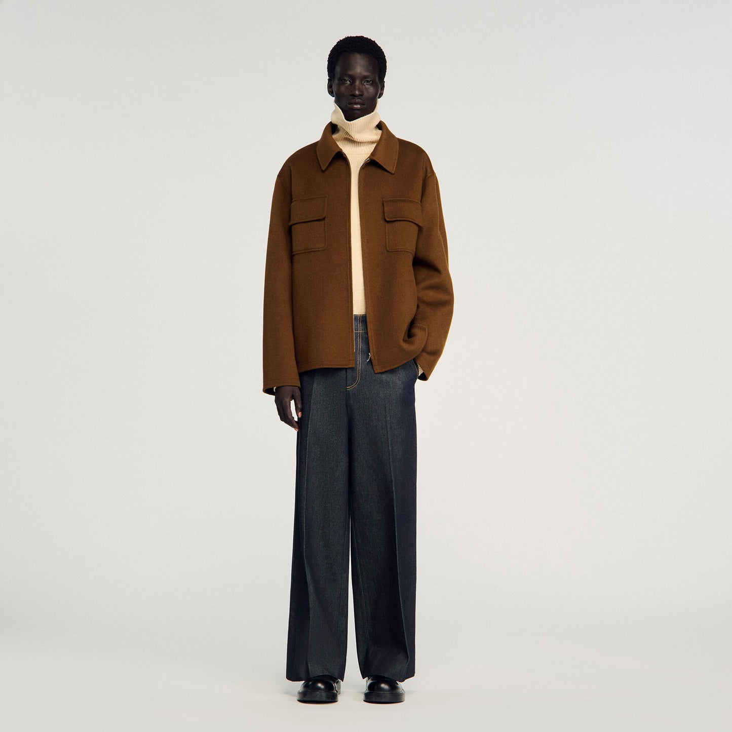 Sandro Zipped overshirt Tobacco Brown