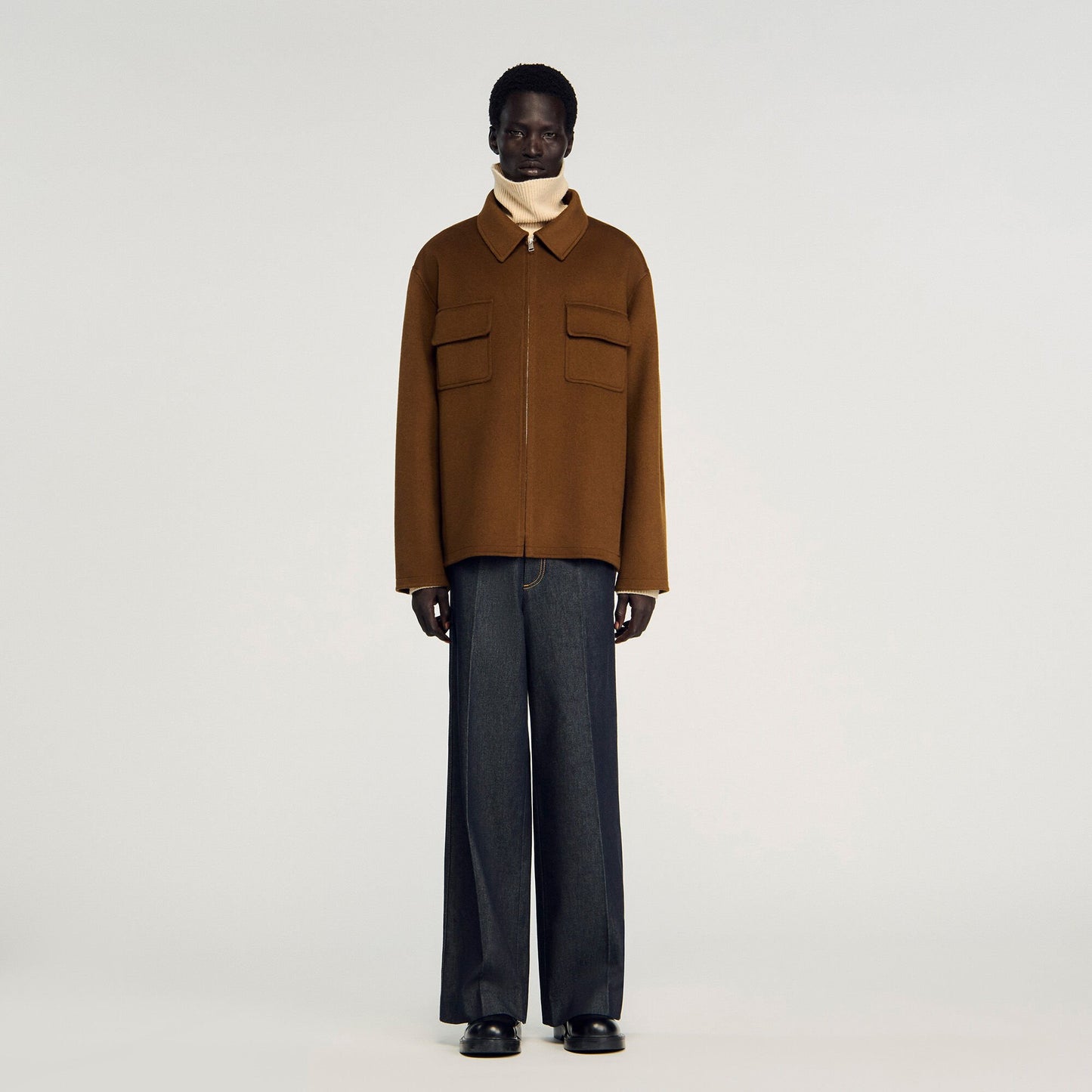 Sandro Zipped overshirt Tobacco Brown