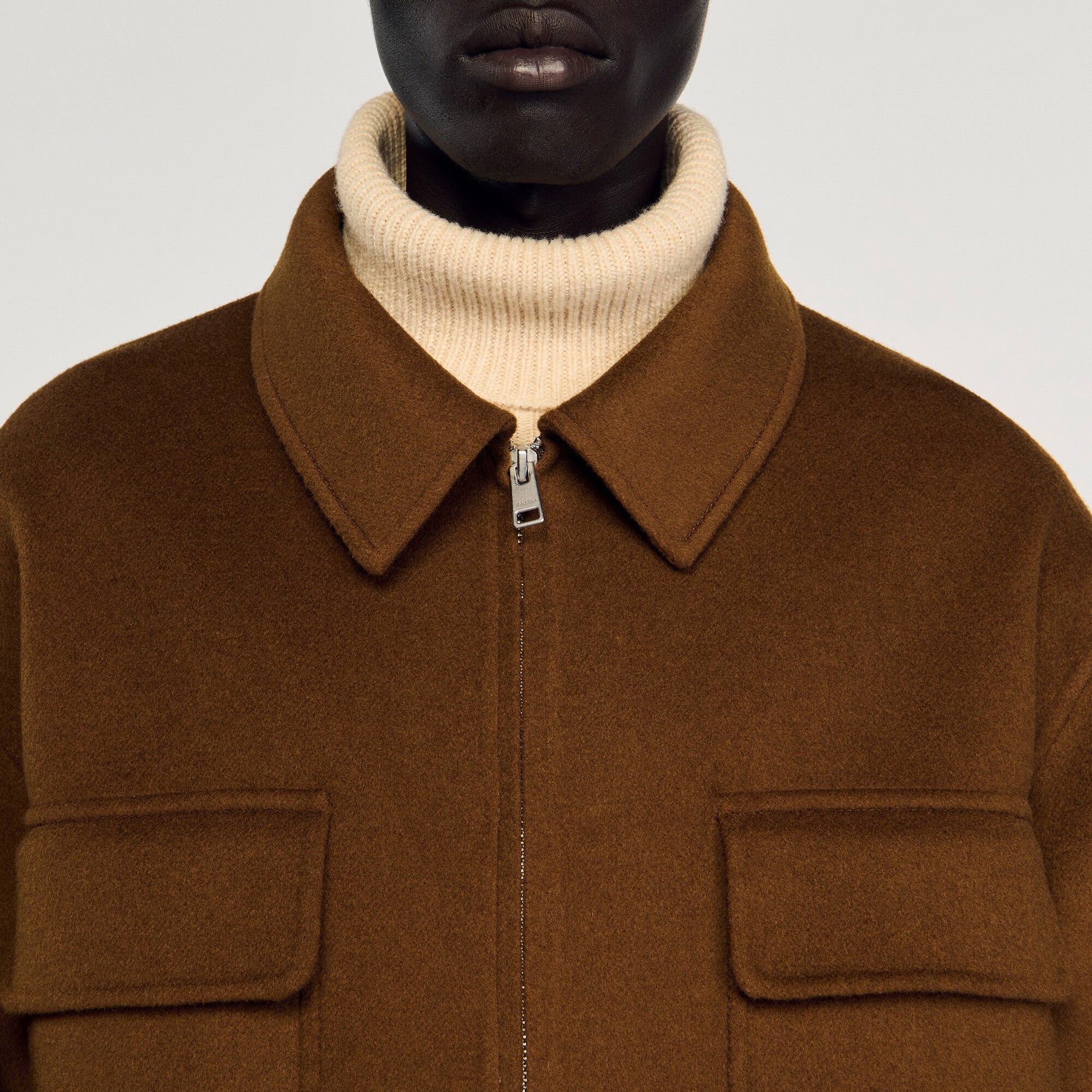 Sandro Zipped overshirt Tobacco Brown