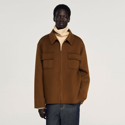 Sandro Zipped overshirt Tobacco Brown