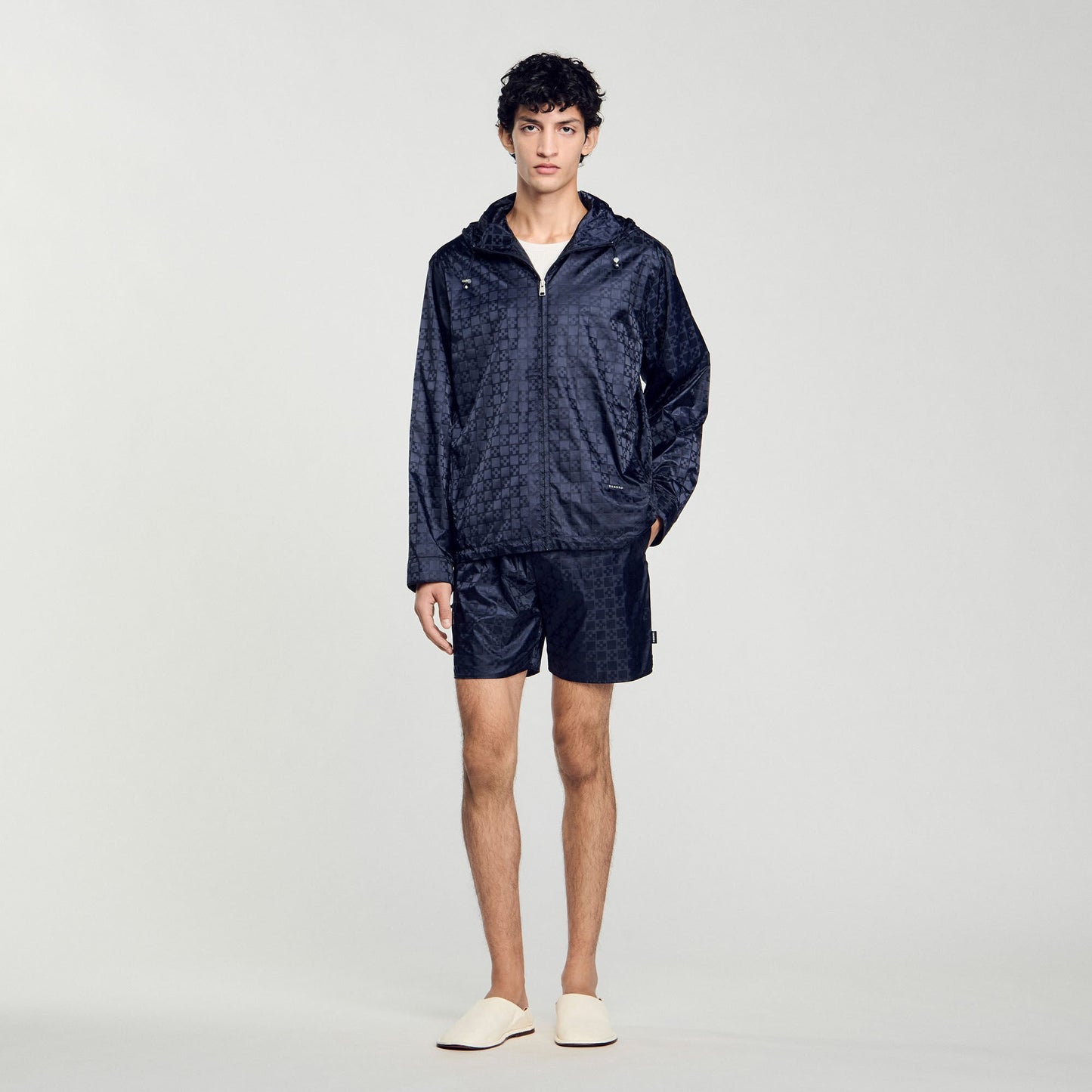 Sandro Square Cross nylon jacket Midnight Blue