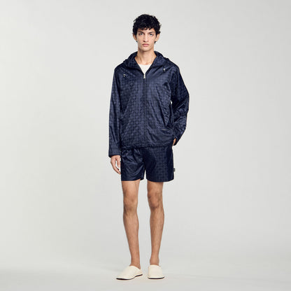 Sandro Square Cross nylon jacket Midnight Blue