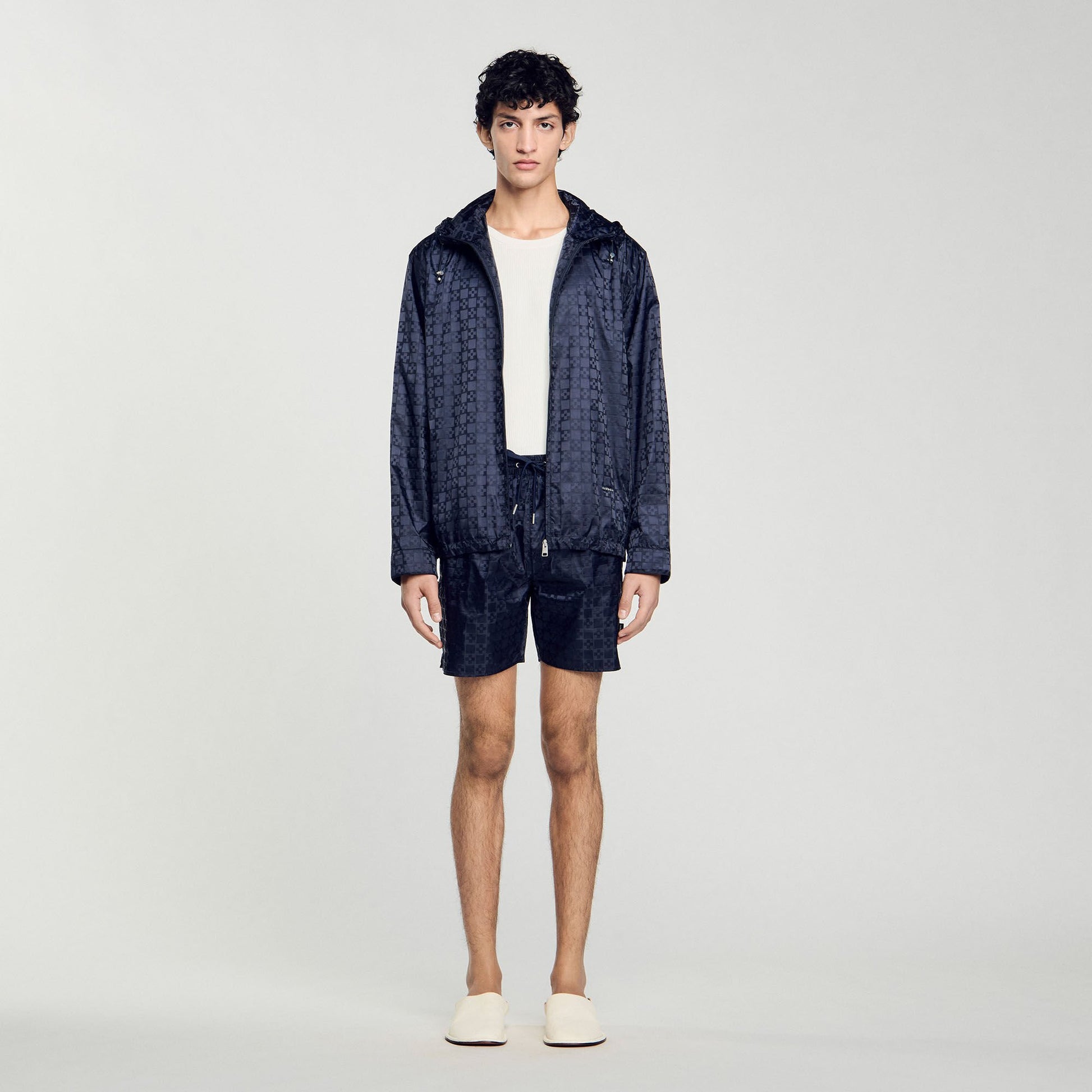 Sandro Square Cross nylon jacket Midnight Blue