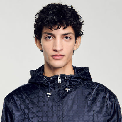 Sandro Square Cross nylon jacket Midnight Blue