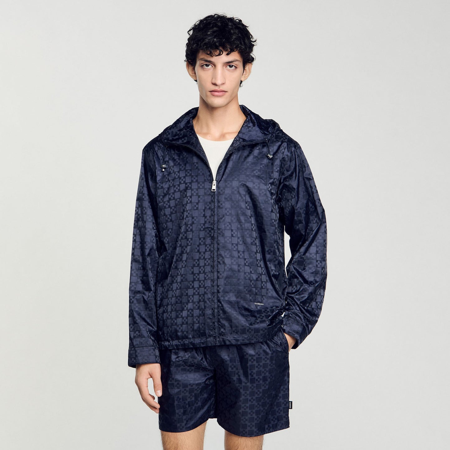Sandro Square Cross nylon jacket Midnight Blue
