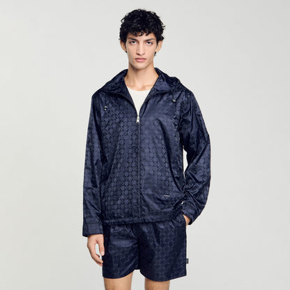 Sandro Square Cross nylon jacket Midnight Blue
