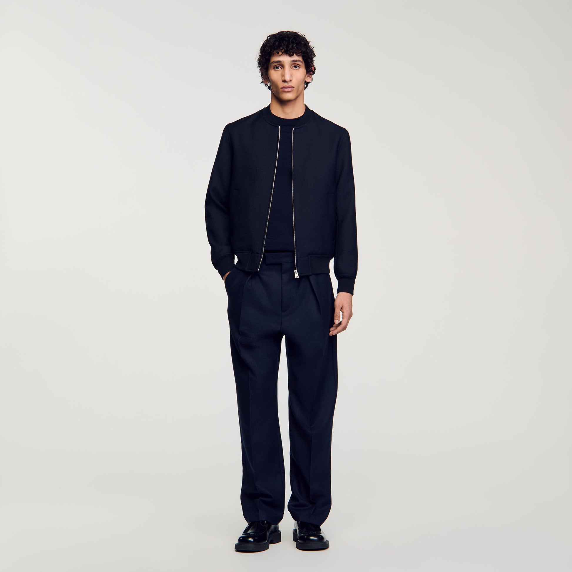 Sandro Zip-up varsity jacket Navy Blue