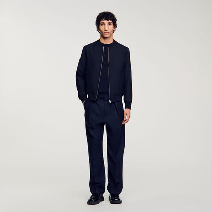Sandro Zip-up varsity jacket Navy Blue