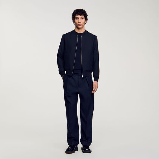 Sandro Zip-up varsity jacket Navy Blue