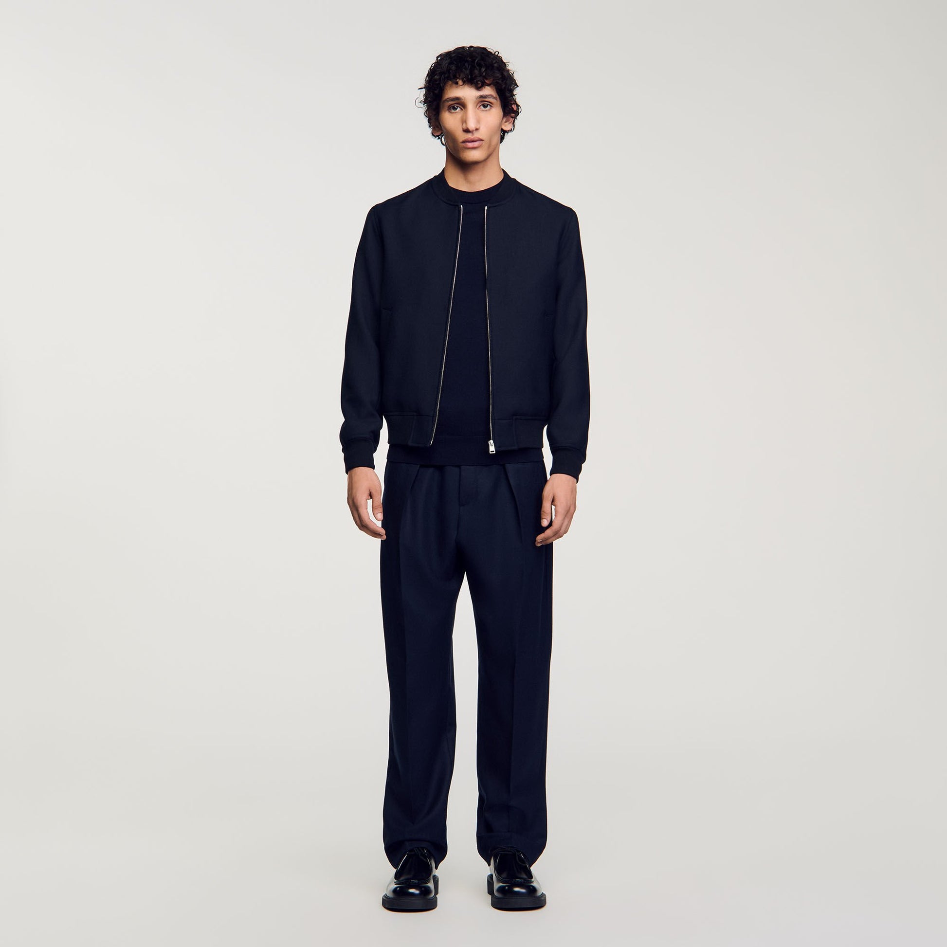 Sandro Zip-up varsity jacket Navy Blue