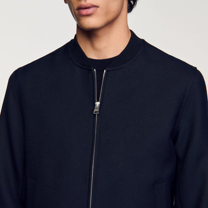 Sandro Zip-up varsity jacket Navy Blue