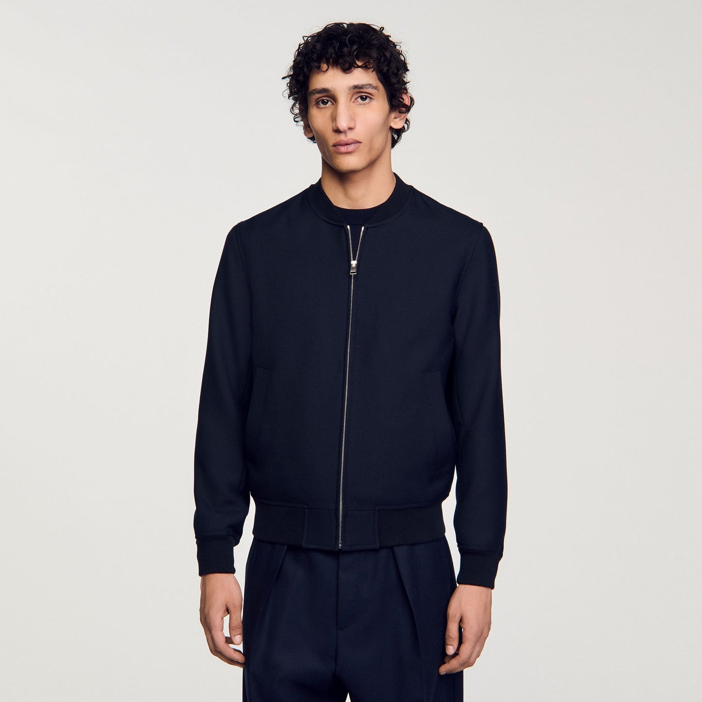 Sandro Zip-up varsity jacket Navy Blue