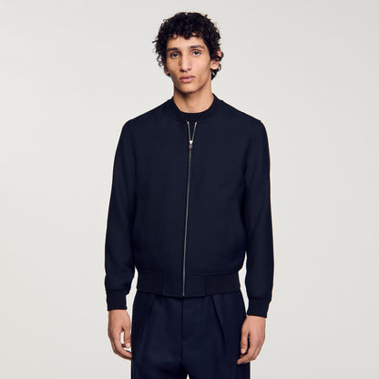 Sandro Zip-up varsity jacket Navy Blue