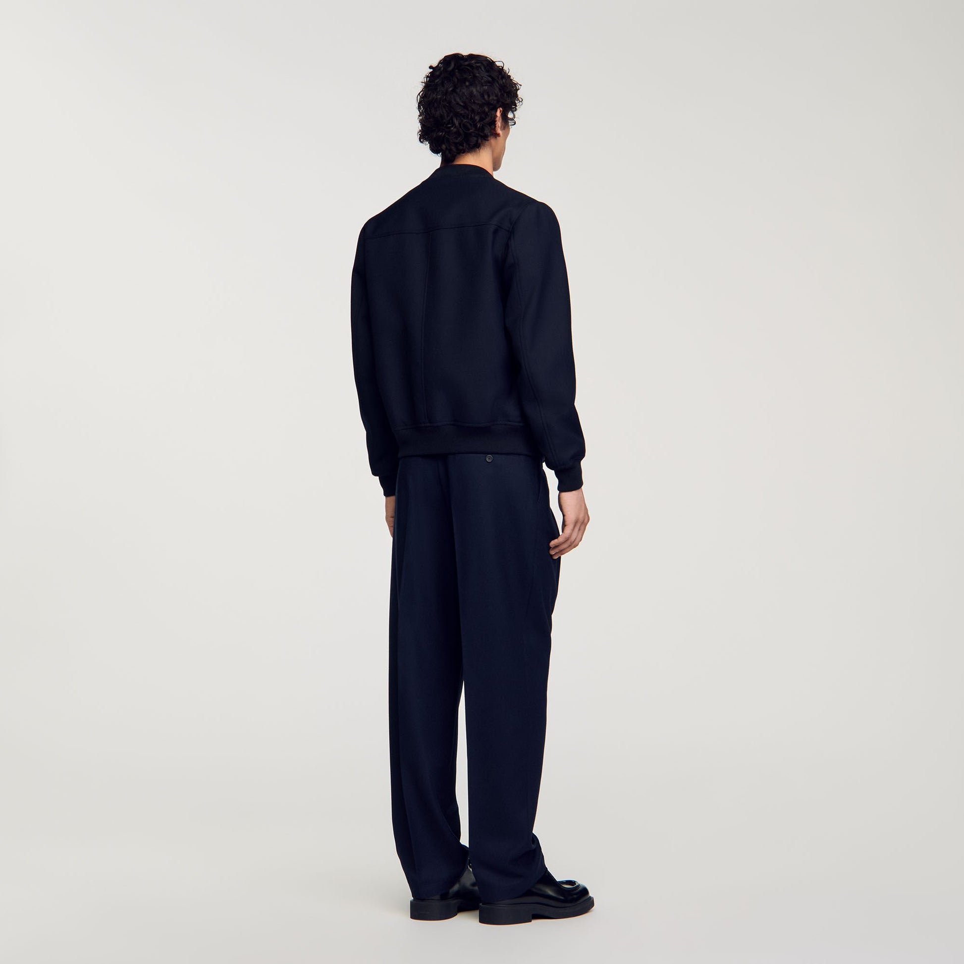 Sandro Zip-up varsity jacket Navy Blue