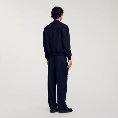 Sandro Zip-up varsity jacket Navy Blue