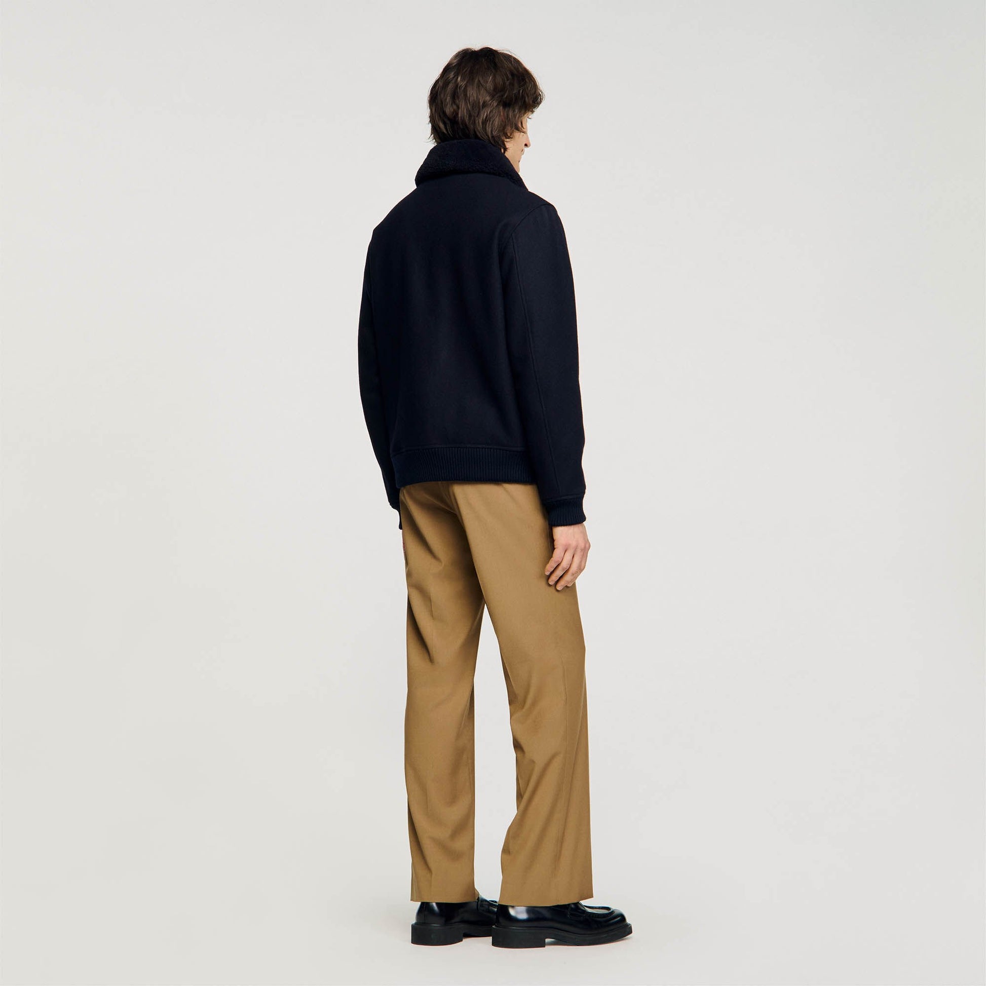 Sandro Wool aviator jacket Navy Blue
