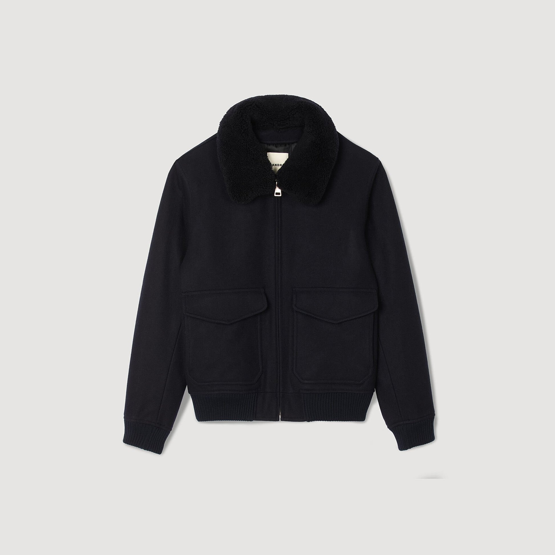 Sandro Wool aviator jacket Navy Blue