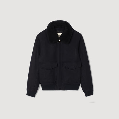Sandro Wool aviator jacket Navy Blue