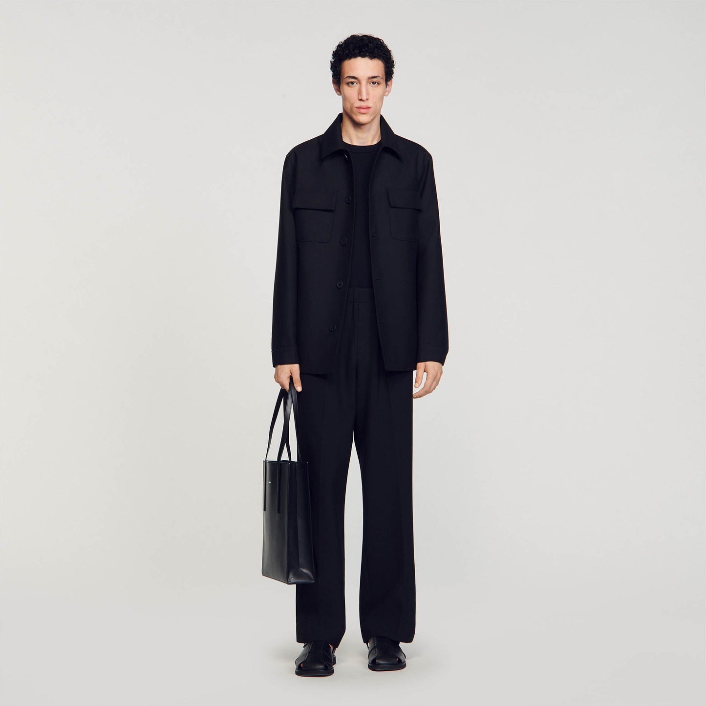 Sandro Buttoned oversized shirt Black