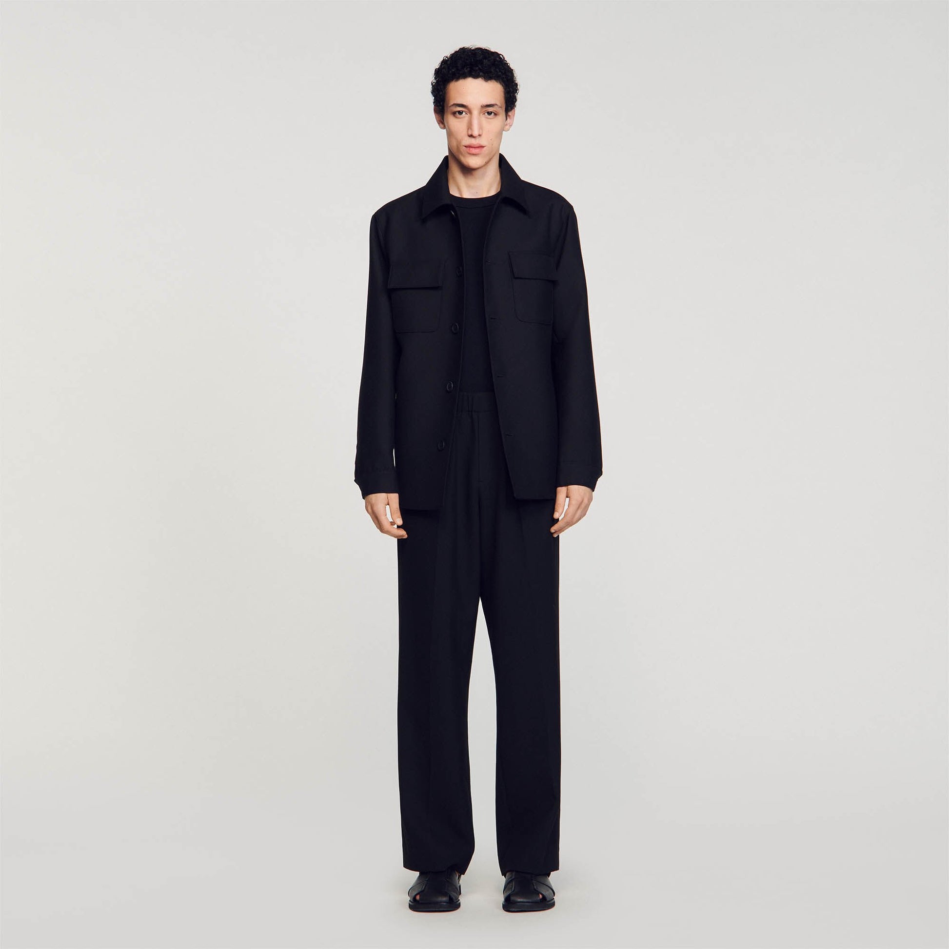 Sandro Buttoned oversized shirt Black