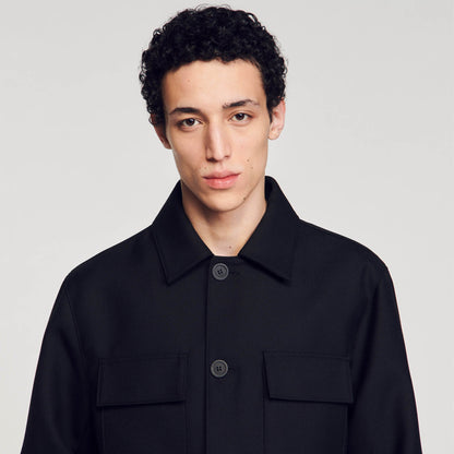 Sandro Buttoned oversized shirt Black