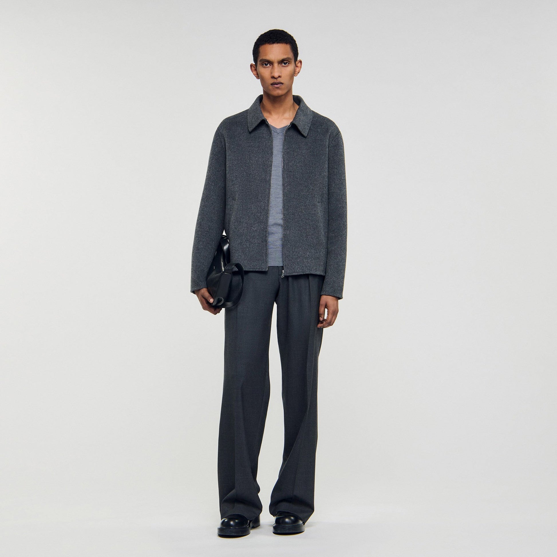 Sandro Double-faced wool jacket Dark Grey