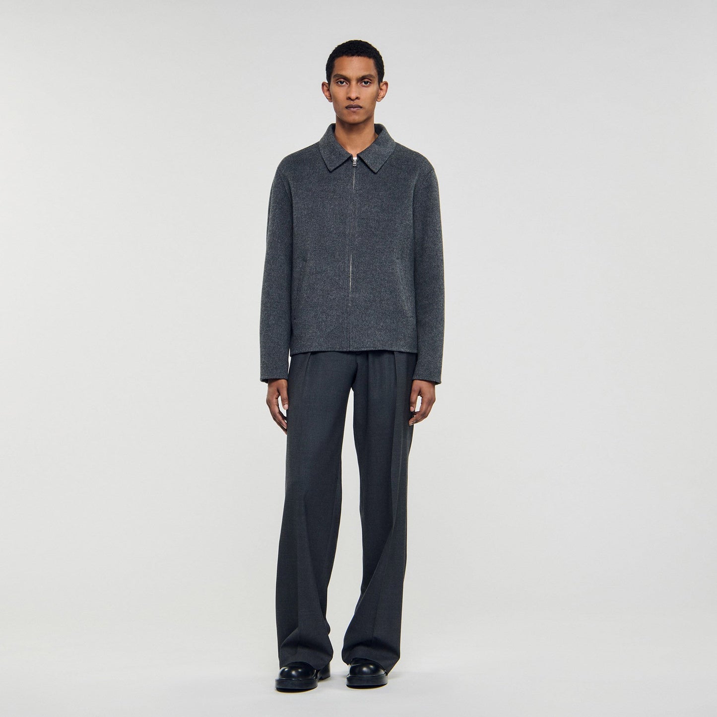 Sandro Double-faced wool jacket Dark Grey