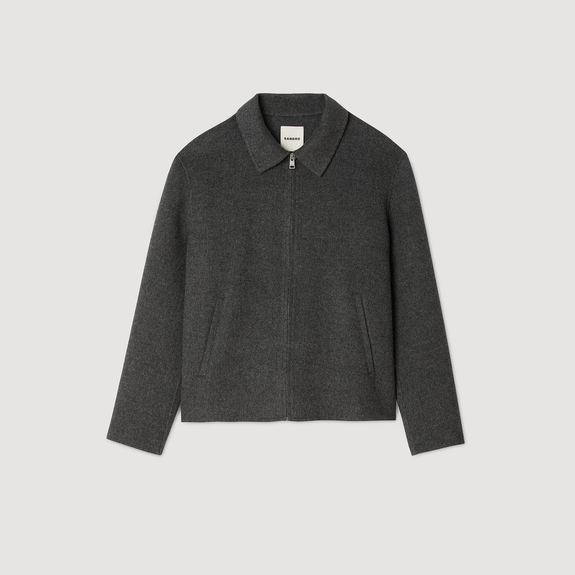 Sandro Double-faced wool jacket Dark Grey